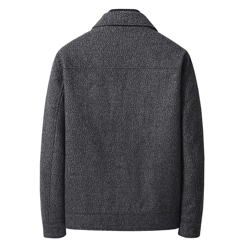 Men's Turn-Down Collar Wool Blends Jacket Business Casual Solid Thick Coat Autumn Winter Fashion Warm Woolen Outerwear Coats Man