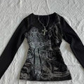 Damen-T-Shirt im 90er-Hip-Hop-Vintage-Punk-Stil, Herbst-Streetwear, sexy, kurzärmelig, Gothic, figurbetontes Croptop, Hotgirl, lässiges Femme-T-Shirt, Y2K
