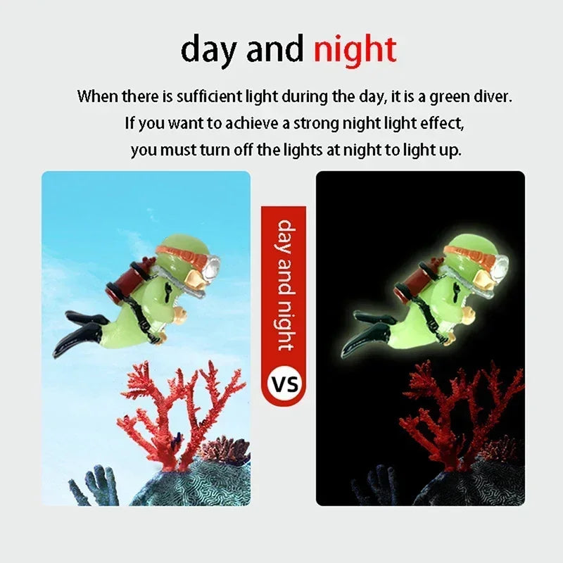 Mini Ornement Flottant Plongeur pour Aquarium Décoration pour Bocal à Poisson Petite Boule Flottante Mignonne Vert Lumineux Accessoires pour Aquarium Acuario