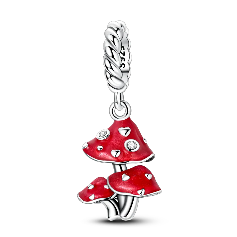 925 Sterling Silver Bright Red Charms Bead CZ Zircon Cute Doll Pendants Fit Original Bracelet DIY Jewelry Women Gift