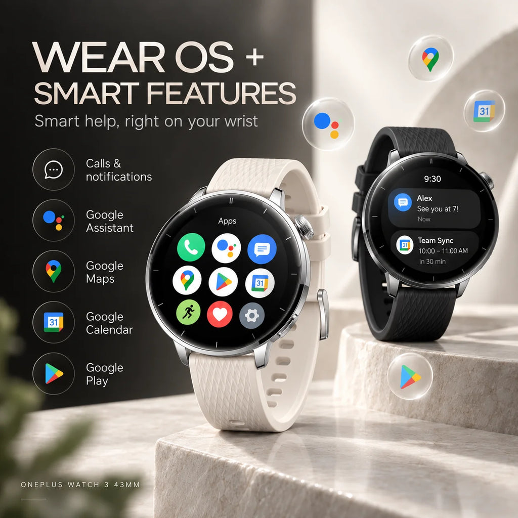 Global Version OnePlus Watch 3 Smart Watch 43mm 1.32 inch AMOLED Display Snapdragon W5 Processor Dual Frequency GPS Wear OS