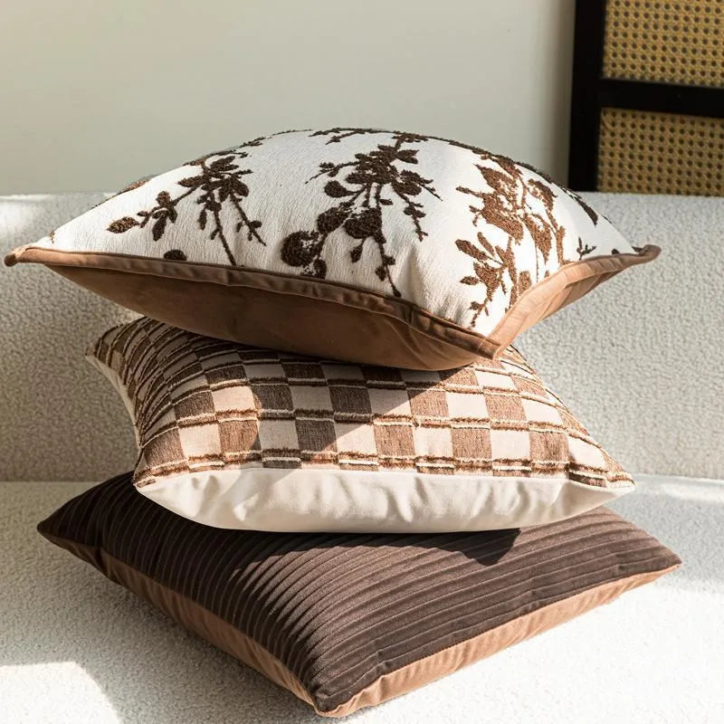 Luxuriöser Kissenbezug 30 × 50 / 45 × 45 cm mit Zweigmuster – maillardbrauner Kissenbezug für Zuhause, Hotel, Bett, Wohnzimmer und Sofa