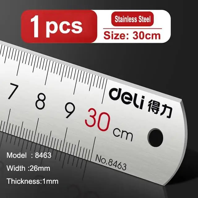 Deli Lineal aus Edelstahl, 15/20/30 cm, Metalllineal mit gerader Kante für präzises Messen und Zeichnen, für Zuhause und Schule, 1/2/5 Stück