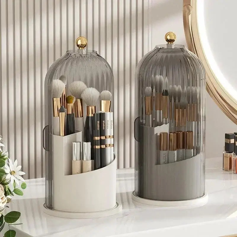 Um 360° drehbarer Make-up-Pinselhalter, Kosmetik-Organizer für den Schreibtisch, Kosmetik-Aufbewahrungsbox, Lippenstift- und Augenbrauenstifthalter, Schmuckbehälter