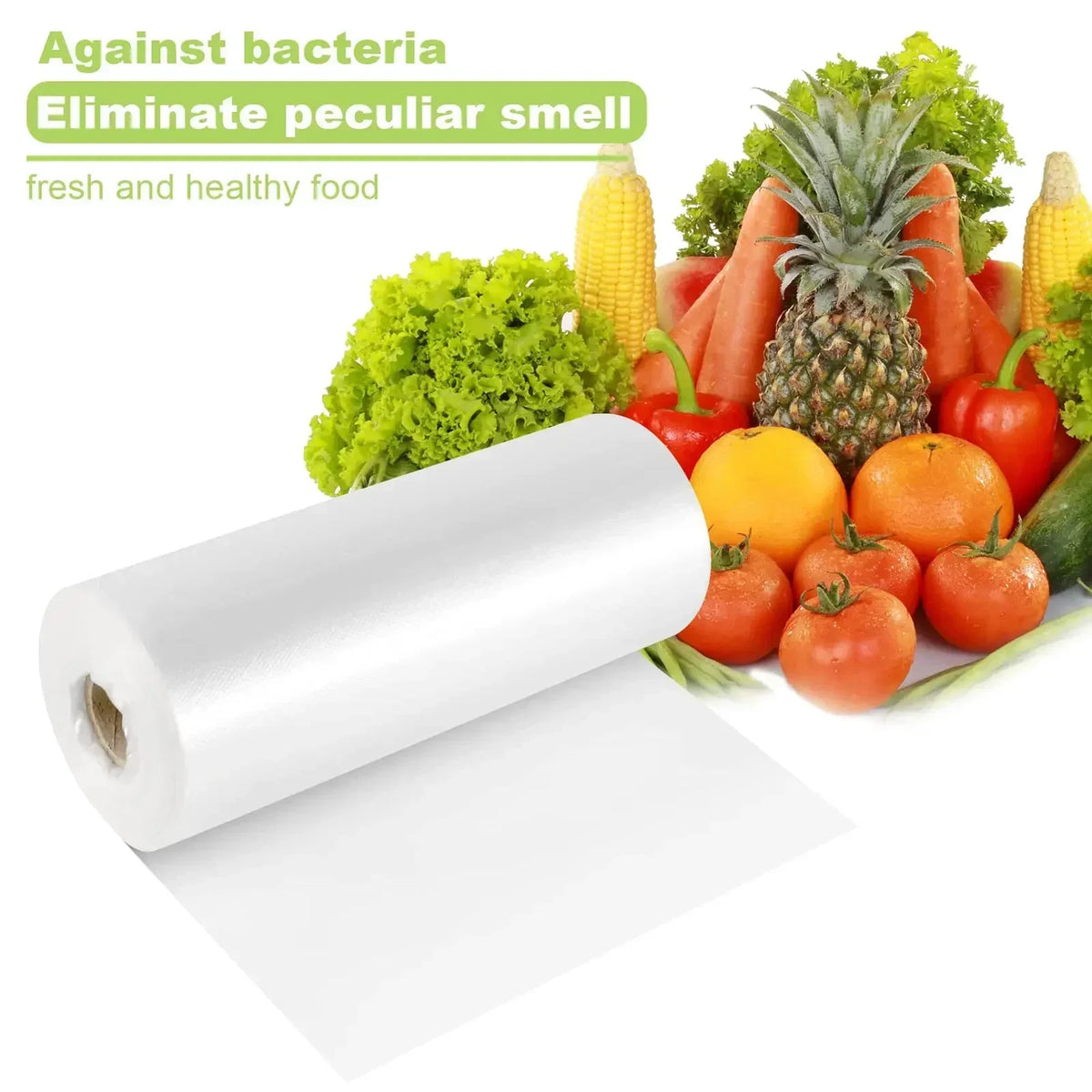 Sacchetti di plastica monouso per alimenti, buste trasparenti adatte a microonde e congelatore per conservare frutta, verdura e pane, organizer per la cucina