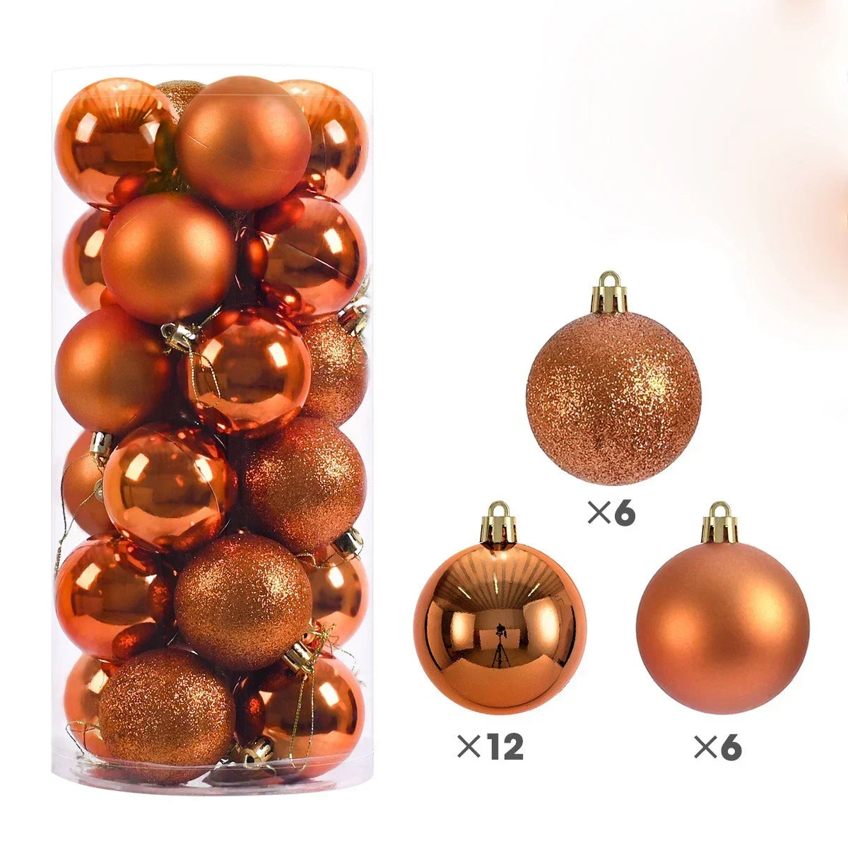 2025 24Pcs 3/4/6CM Christmas Balls Big Ball Christmas Tree Pendant Ornaments for Party Decor New Year Navidad Gifts Accessory
