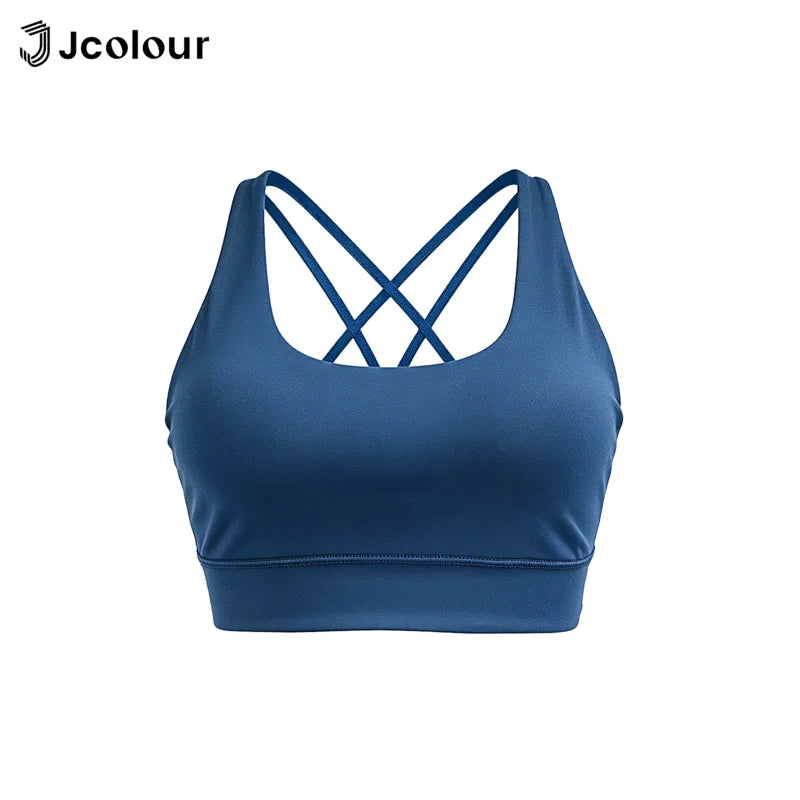 Brassière de sport Jcolour, dos croisé, coussinets fixes, tissu respirant, haut de fitness pour salle de sport, sexy, confortable, brassière