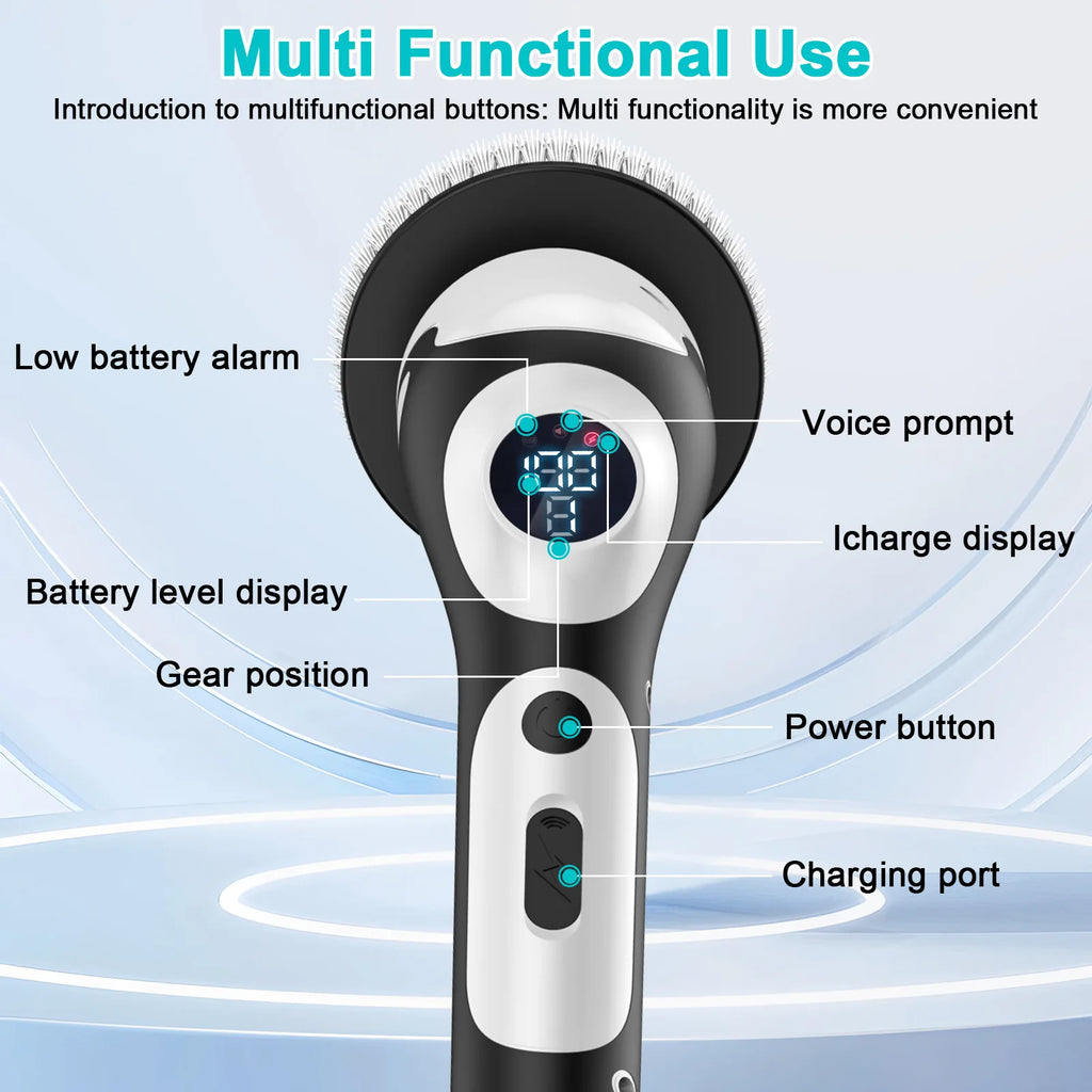 HOMEFISH Multifunctional Electric Cleaning Brush Voice-Controlled Rechargeable Smart Rotary Cleaning Brush Kitchen Cleaning Brush
