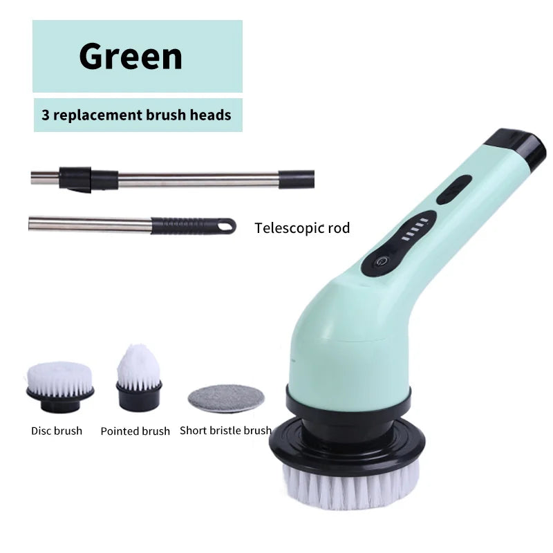 9-in-1 Multifunctional Wireless Electric Cleaning Brush for Household Kitchen and Bathroom, USB Handheld Rotating Cleaning Tool