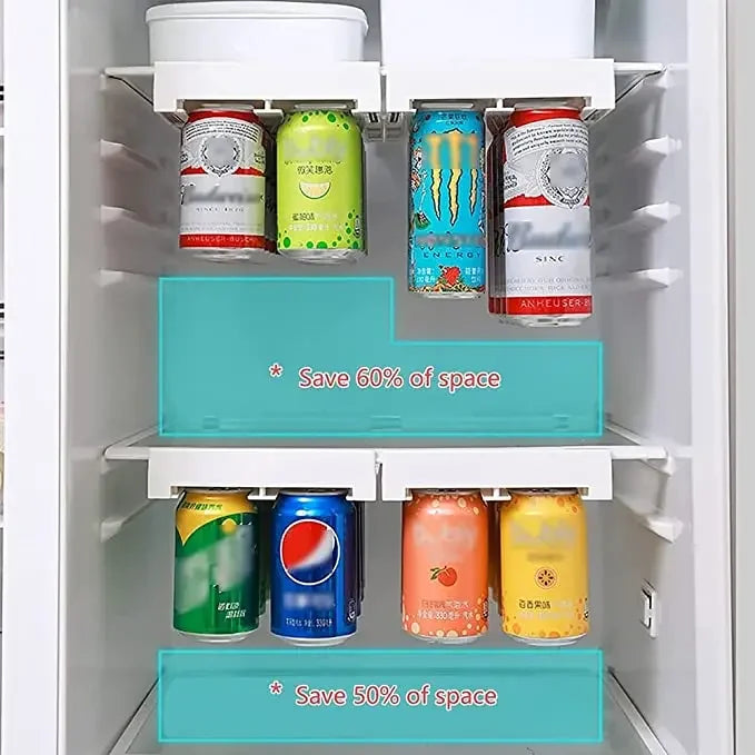 Organizador de latas para refrigerador, ahorra espacio, para guardar y ordenar bebidas en la nevera, pack de cuatro unidades, almacenamiento de cocina