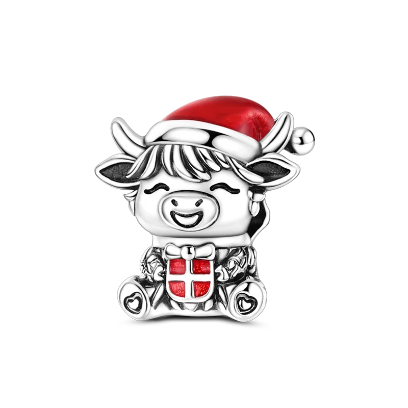 925 Sterling Silver Bright Red Charms Bead CZ Zircon Cute Doll Pendants Fit Original Bracelet DIY Jewelry Women Gift