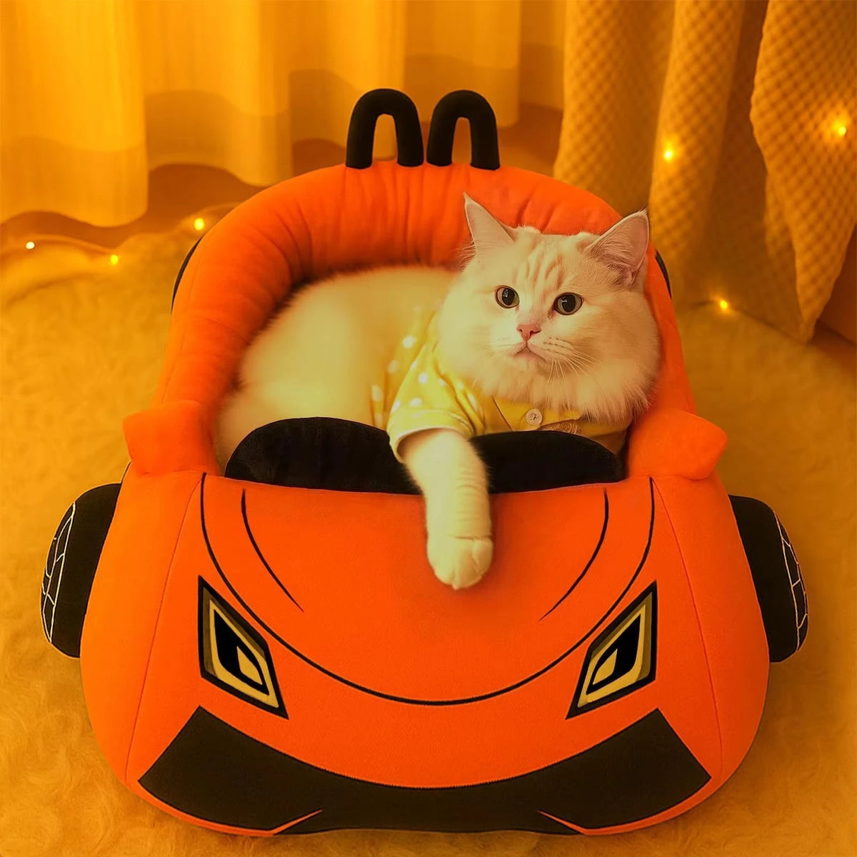 Niedliche Katzenbetten, weiches und kuscheliges Katzenbett mit Kissen für kleine Hunde und Kätzchen, waschbare Haustiermatte für Welpen und Kätzchen, lustiges Supercar-Katzenspielzeug