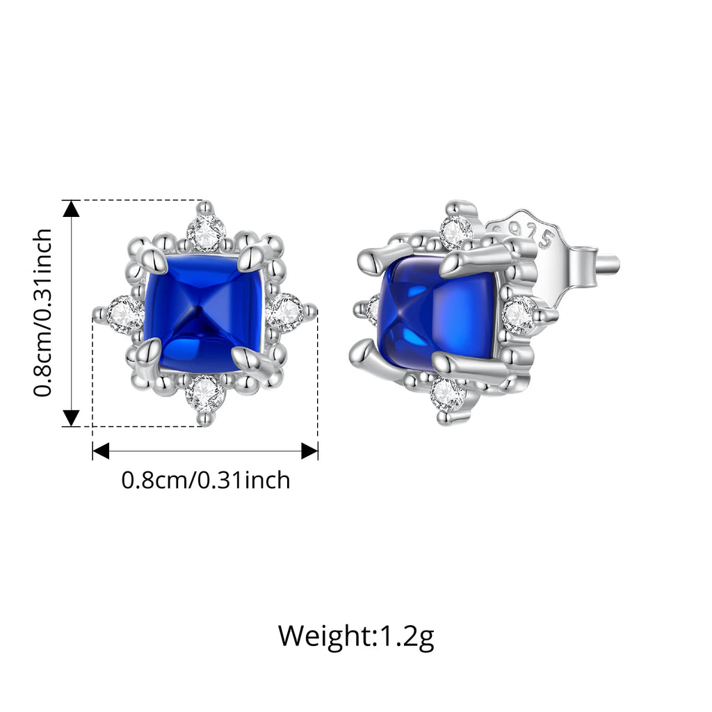 Orecchini a lobo quadrati blu con contorno BSE1312
