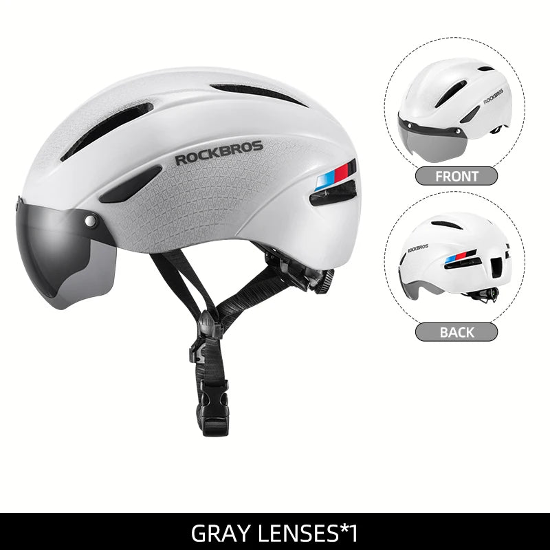 Casco de bicicleta ROCKBROS con luz LED recargable, casco de ciclismo para montaña y carretera, casco deportivo seguro para hombre