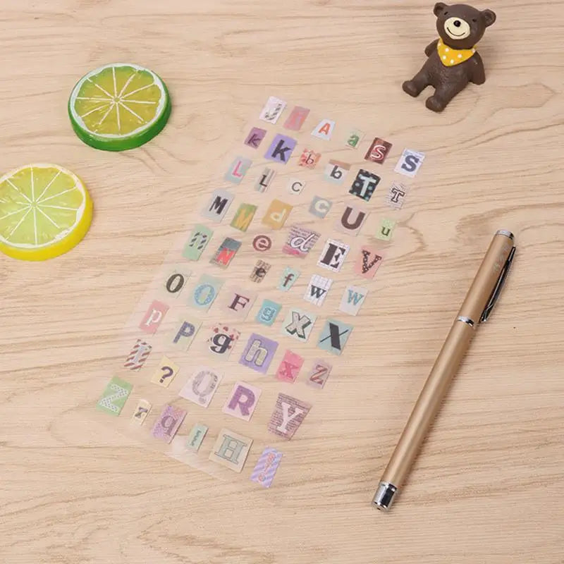 Kit d’autocollants rétro avec lettres et chiffres – Autocollants décoratifs DIY pour album, journal et scrapbooking, fournitures créatives faites main pour carnets, agendas et cadeaux