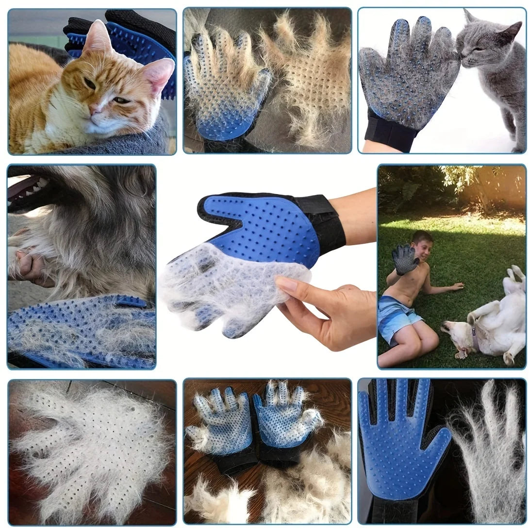 Kit de aseo de 2 piezas para perros, gatos y conejos, cepillo para el pelaje, guante de limpieza y baño, cepillo para eliminar el pelo y para la ducha
