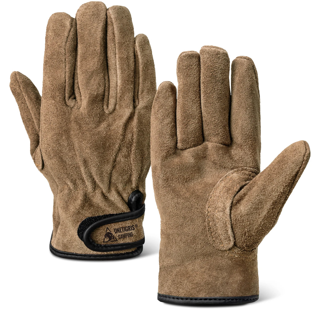 OneTigris Welding Gloves Fireproof Leather Work Gloves for Men/Women Forge BBQ Camping Wood Stove Heat-Insulating Cowhide