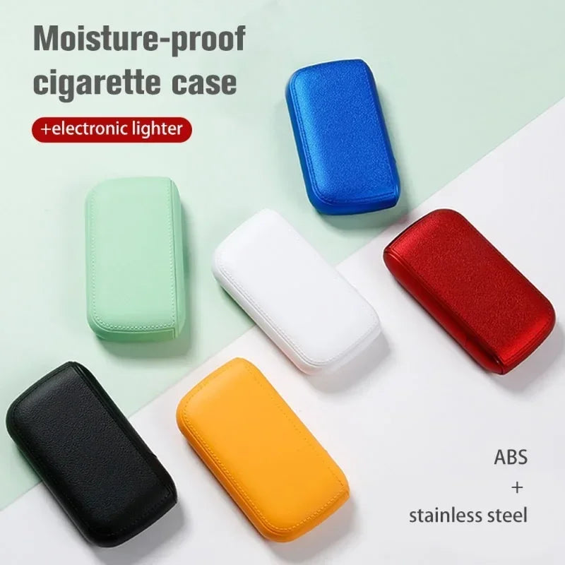 Nueva pitillera de piel sintética con encendedor electrónico de tungsteno USB, estuche para cigarrillos, regalo exquisito para hombre, accesorio para fumar