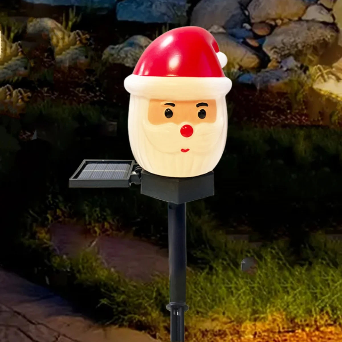 1pc Christmas Santa Claus & Snowman Landscape Lawn Solar Light Outdoor Waterproof Courtyard Ground Stakes Light For Garden Decor