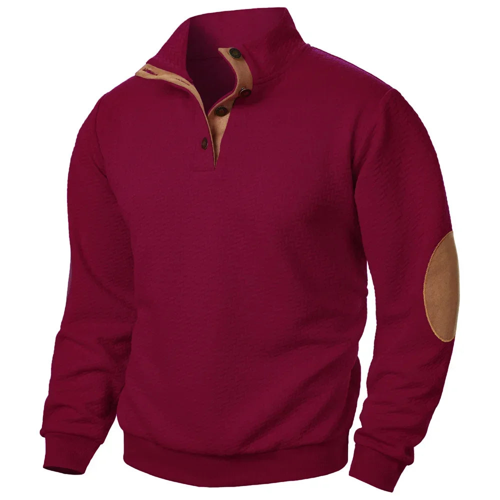 Men's Vintage Stand Collar Sweatshirts Long Sleeve Casual Pullovers Spring Autumn New Sweatshirt Coats Streetwear Male Button Up