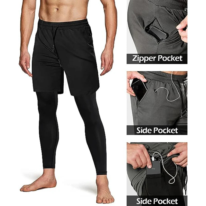 Pantaloni sportivi uomo 2 in 1 con coulisse
