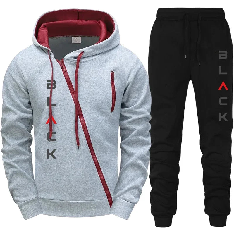 2025 Sale-Hit: Herren-Trainingsanzug mit Kapuzenpullover, Jogginghose, schwarzem Schriftzug, Reißverschlussjacke und Jogginghose – lässiges modisches Outfit für Herbst und Winter