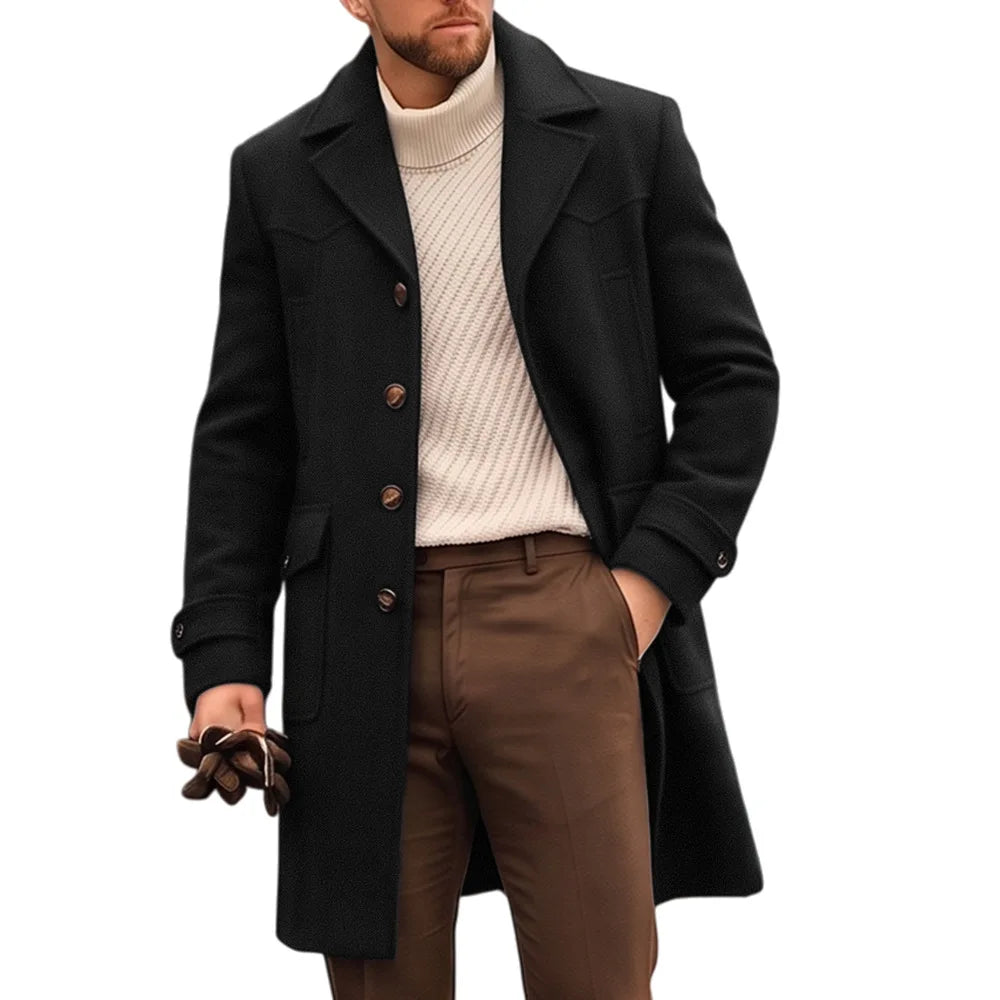 Men Wool Blends Jacket Overcoat Single Breasted Y2k Streetwear Jackets Lapel Trench Coat Formal Work Classic 2026 Autumn Winter