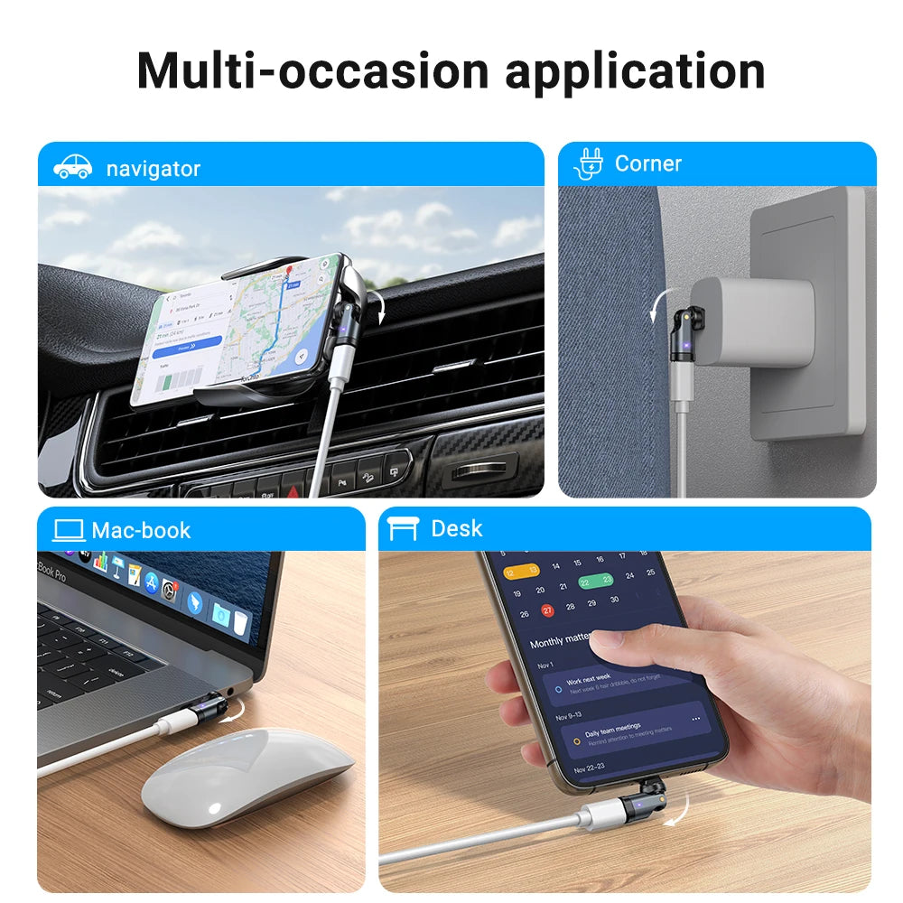 AUFU PD240W USB C to Type C OTG Adapter 540 Rotation 5A Fast Charge Cable Converter for iPhone 16 MacBook Samsung Xiaomi Laptop