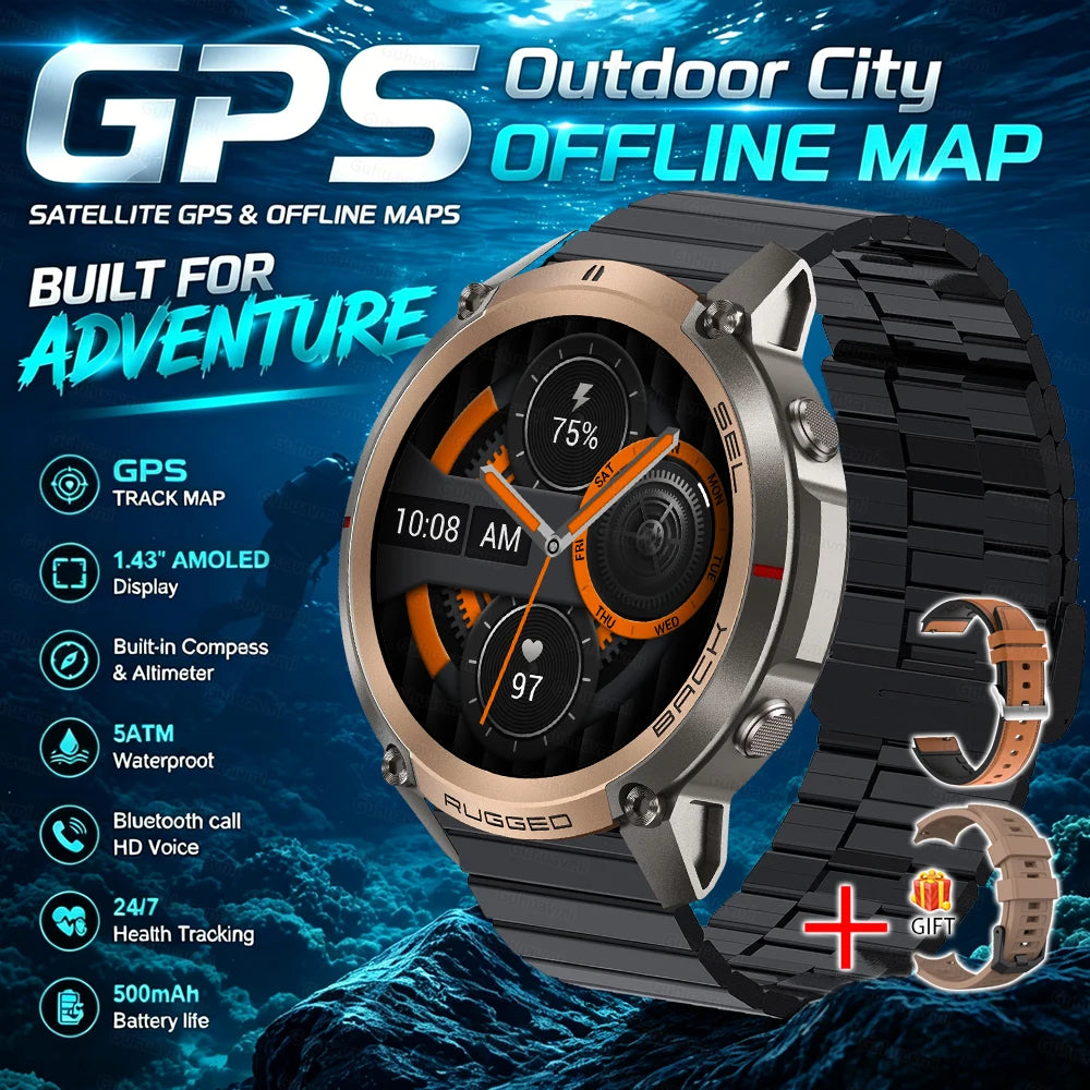 GPS Watch Professional Sport Smart Watch with Offline Map health Control Waterproof GPS Six-star positioning Tracking SmartWatch