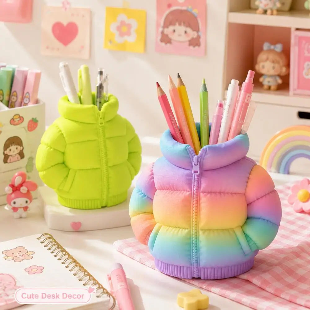 Puffer-Jacket-Shaped 3D Desk Pen Holder