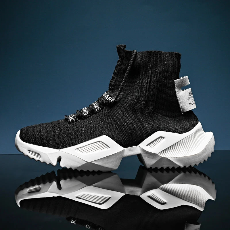Zapatillas de deporte YRZL de alta calidad con malla para hombre, calzado casual ligero y cómodo, zapatillas de caminar de caña alta con cordones