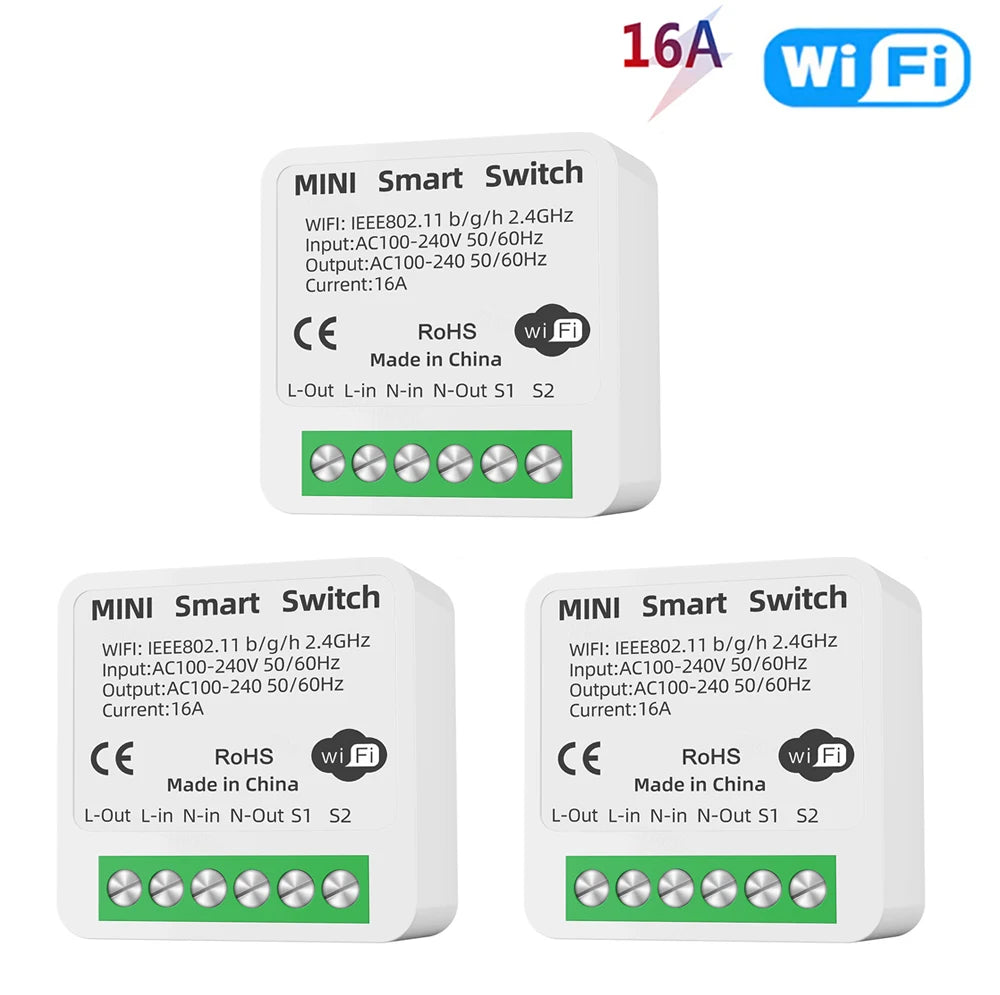 16A Tuya WiFi Smart Switch 2-way Control with Energy Monitor Switch Mini Smart Breaker Smart Life Control  Alexa Via Google Home