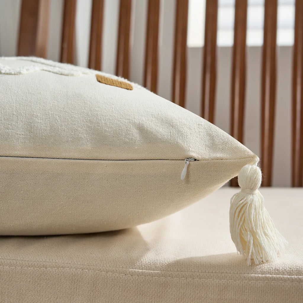 Funda de cojín navideño Battilo con borlas, funda de almohada decorativa con mechones verdes para sofá, cama, decoración del hogar