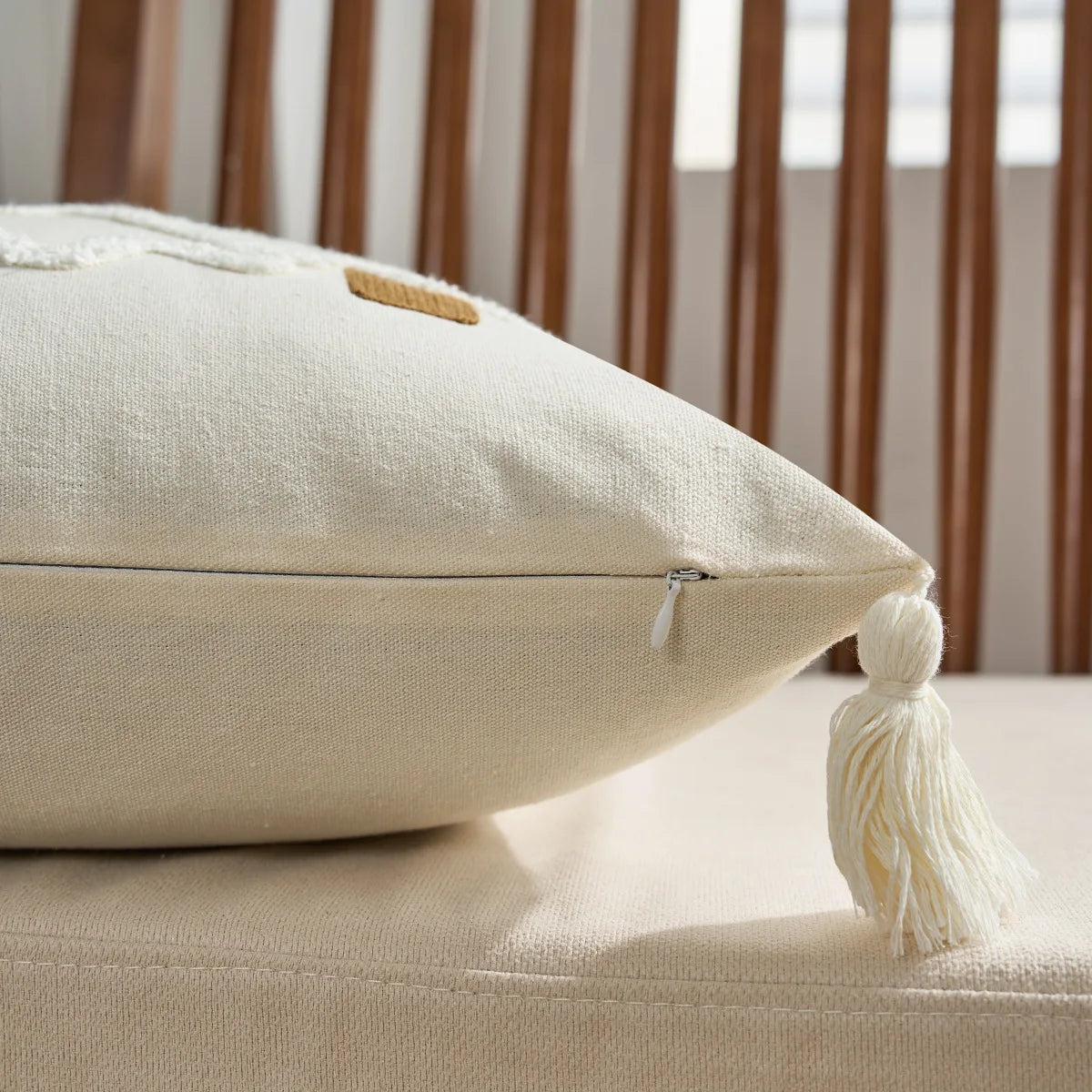 Funda de cojín navideño Battilo con borlas, funda de almohada decorativa con mechones verdes para sofá, cama, decoración del hogar
