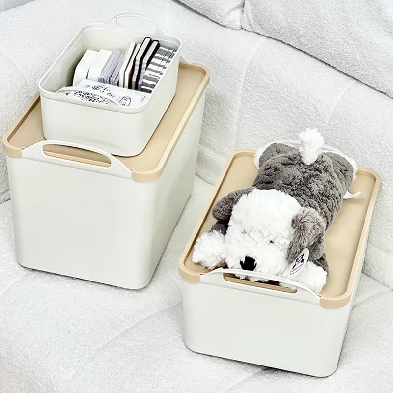 Caja organizadora multifuncional para el hogar con asas, ideal para guardar mantas y otros artículos en el suelo del armario