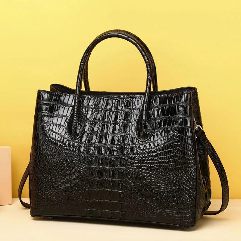 New Luxury Handbag Real Cowhide Crocodile Fashion Handbag Women's Leather Women Bags Designer Handbags Quality Women's Tote