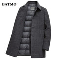 2025 New Arrival Winter Top quality white duck down liner wool trench coat men,male thicked warm overcoat size M-4XL  22837