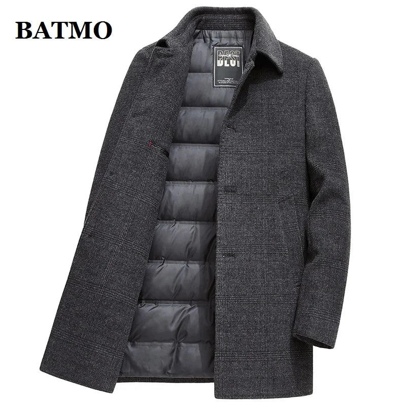 2025 New Arrival Winter Top quality white duck down liner wool trench coat men,male thicked warm overcoat size M-4XL  22837