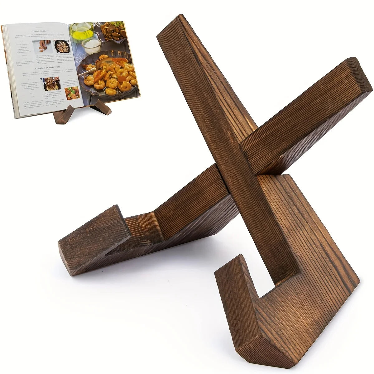 Étagère à livres de cuisine, étagère à livres de recettes pour comptoir de cuisine, étagère à livres de cuisine en bois, étagère à livres de cuisine rustique