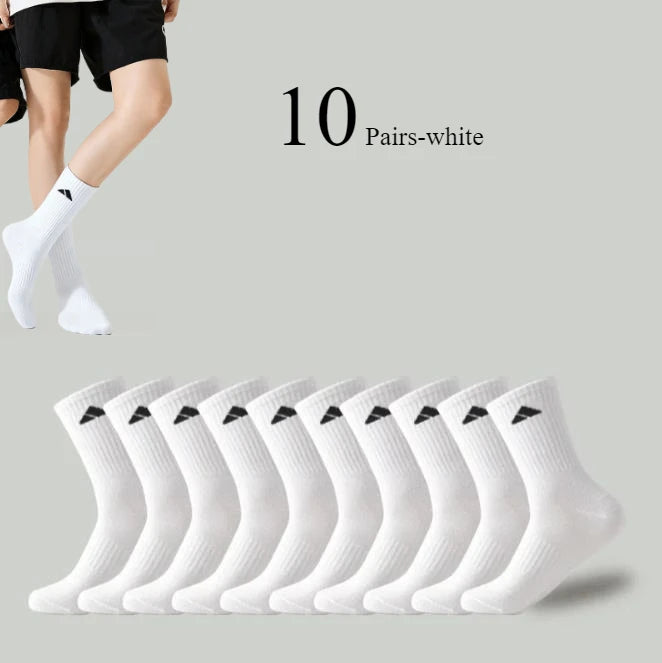 5/10/20 Paar Herren High Waist Einfarbig Unisex Sportsocken Schwarz Weiß Atmungsaktiv Wadenlang Casual Ganzjährig Herren Basketballsocken