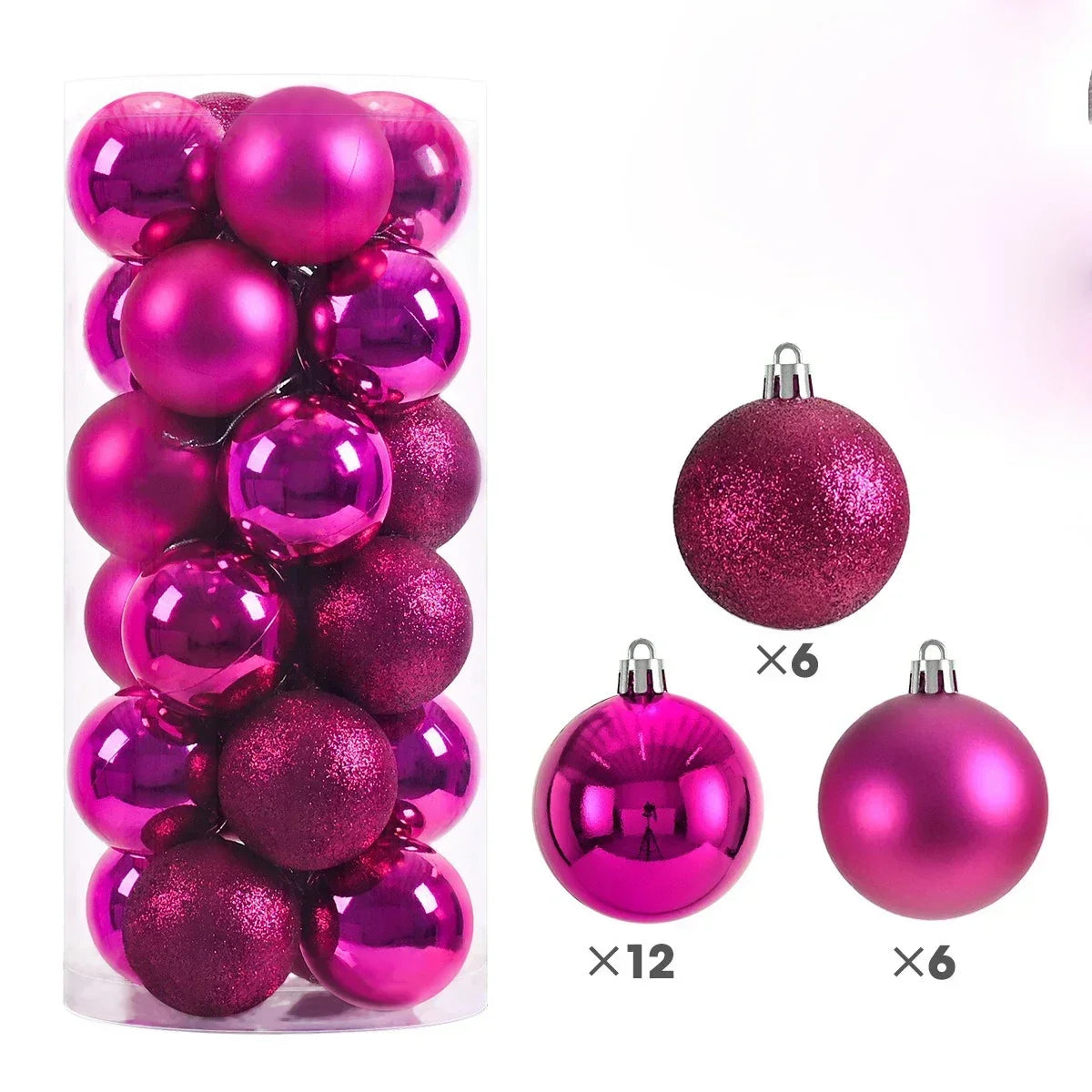 2025 24Pcs 3/4/6CM Christmas Balls Big Ball Christmas Tree Pendant Ornaments for Party Decor New Year Navidad Gifts Accessory