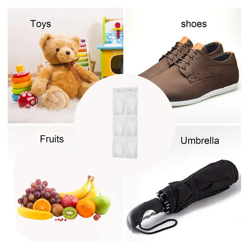 Bolsa de almacenamiento para colgar en la pared con 6 compartimentos, organizador de zapatos de malla para puerta, cesta y bolsillos de almacenamiento para colgar en el armario