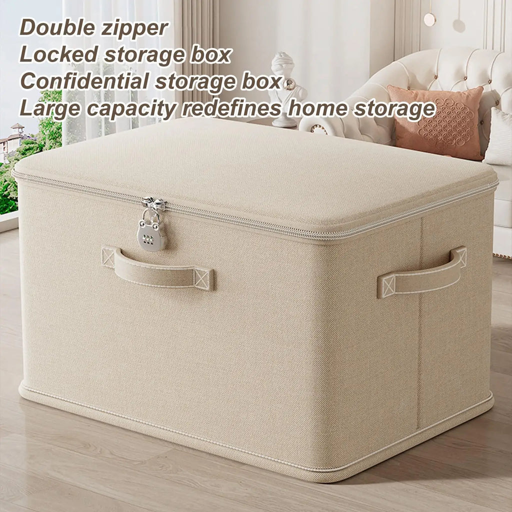 Grande boîte de rangement avec serrure, empilable, sécurisée avec poignée, bac de rangement verrouillable, lavable, paniers d'étagère pour