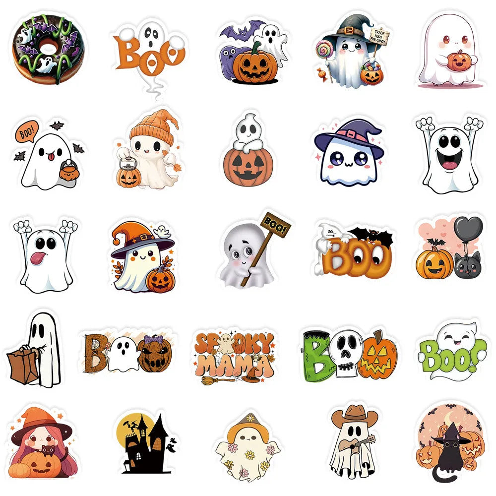 50PCS New Halloween Transparent Stickers - DIY Decor for Phones, Luggage, Journals & Gift Boxes AnimeWorlds Store