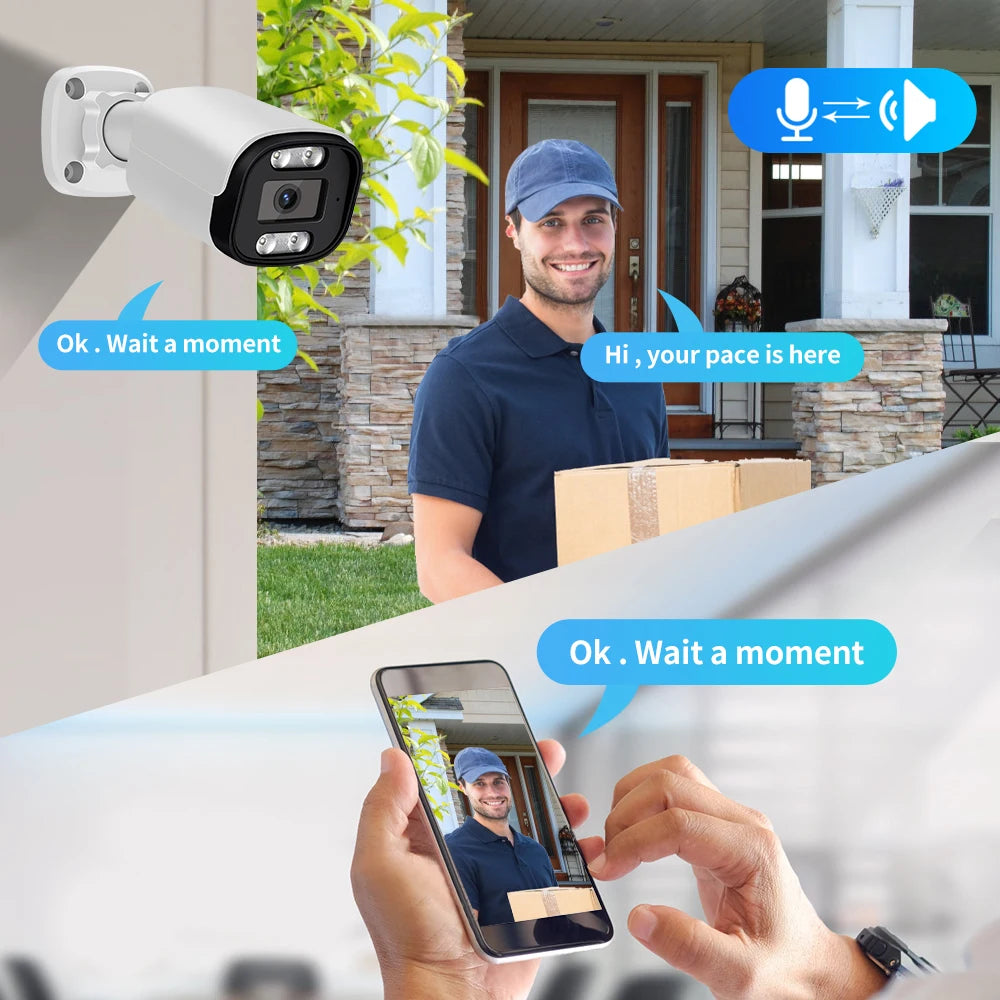 Nueva cámara IP 4K 8MP para exteriores con detección facial por IA, H.265, ONVIF, RTSP, visión nocturna en color, PoE, detección de humanos y audio, cámara de seguridad Xmeye