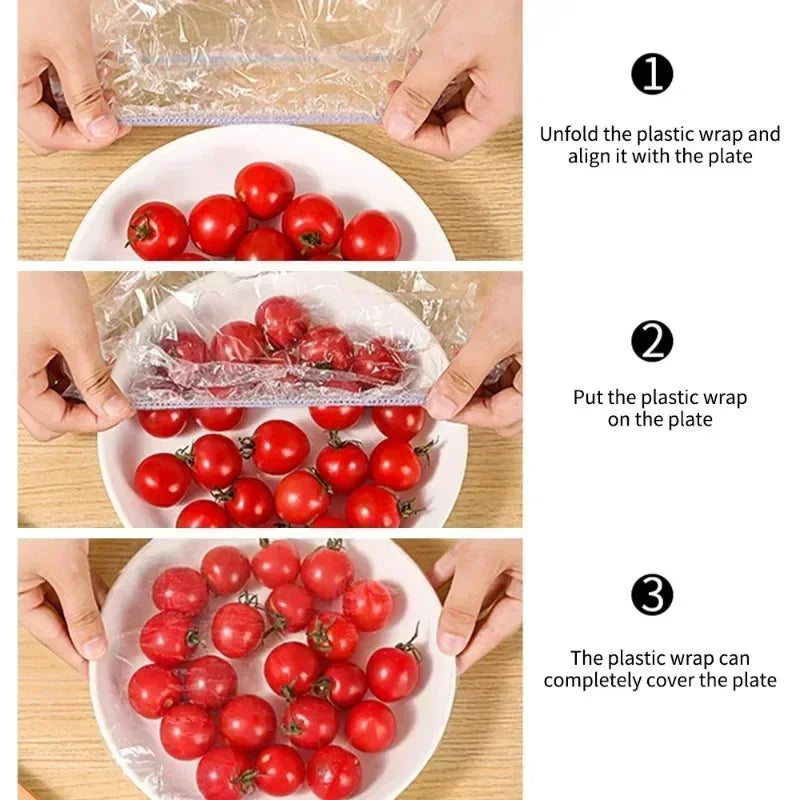 500/50Pcs Disposable Food Covers, Fruit Covers, Elastic Plastic Shower Cap Style Food Storage Bags, Kitchen Organizer Cling Film