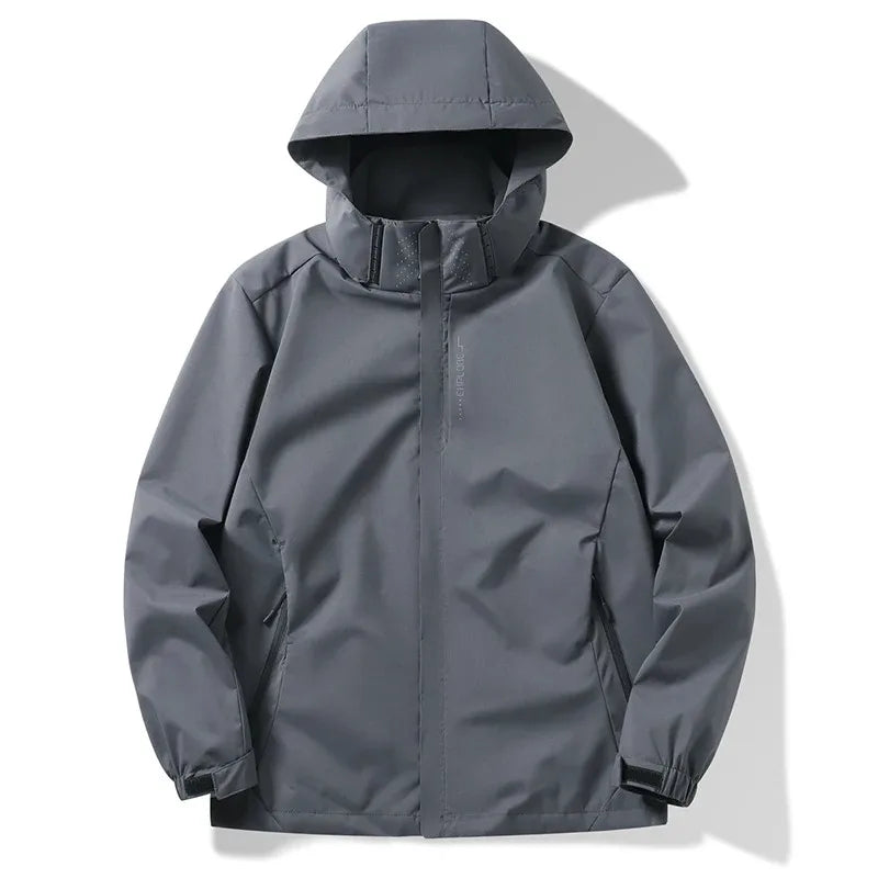 Autumn New Outdoor Jacket for Men Hooded Zipper Slim Fit Windbreaker Coat Male Climbing Hiking Waterproof Casual Clothing
