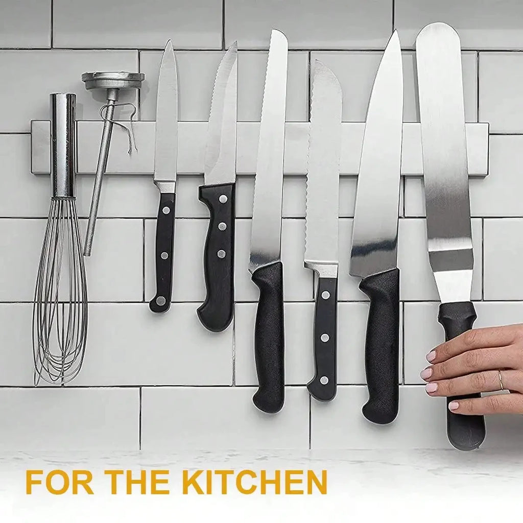Support magnétique mural pour couteaux Leeseph, barre porte-couteaux magnétique polyvalente en acier inoxydable, organisateur d’ustensiles de cuisine