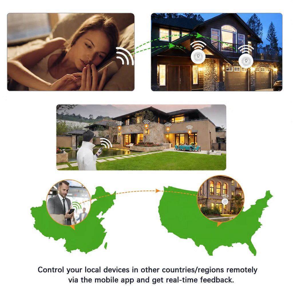 Interruptor inteligente mini WiFi Tuya con control remoto mediante app, control por voz y uso compartido multiusuario para hogares inteligentes