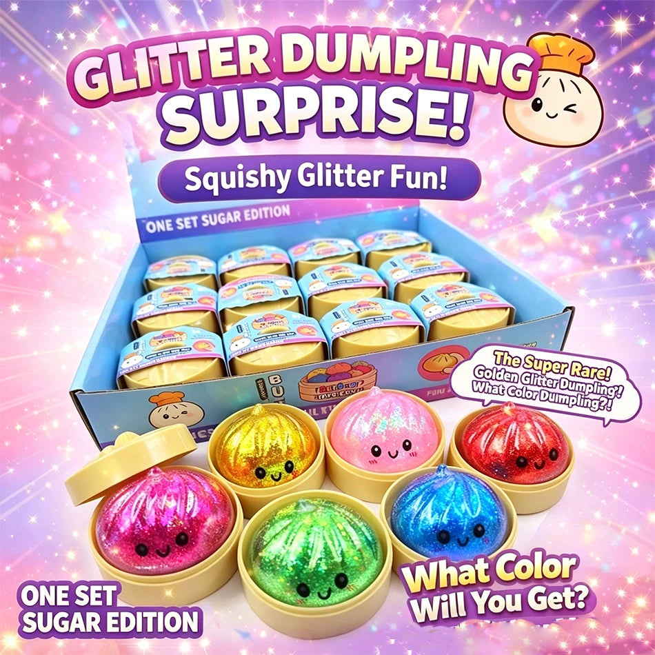 Mini-Glitzer-Kloß-Squishy – ULTRA SELTEN, versteckte Edition mit Goldglitzer, weicher Teigball zum Stressabbau und für sensorische Erfahrungen